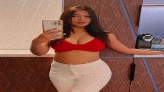 Hideous brunette skank Christina Bella gives masturbating show skinny busty
