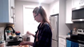 Blonde Babe on her Naked Cooking Show