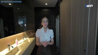 Unipcorn - Extreme Blowjob to a Teacher !!???? 19-Year-Old Schoolgirl Sucks a Dick in the Toilet, Hard and Sloppy