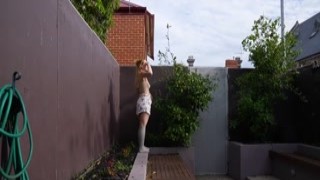 Straying in the park blonde slut Kristyna wins the gaffer'' s dick for a blowjob