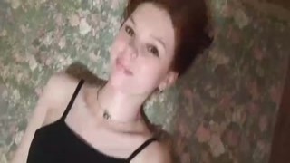 Super hot redhead chick plays with her juicy boobies in restroom