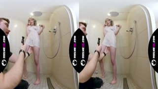 Vr180 video with busty teengirl Limona naked in the shower